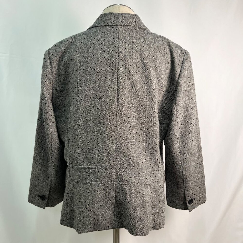BANANA REPUBLIC Gray Wool Blend Dotted Pattern 3/4 Sleeve Blazer Size 14 - Picture 8 of 8